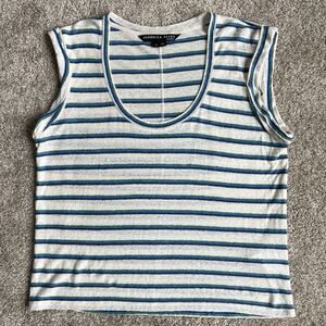 Veronica Beard Jeans Womens Striped Linen Knit Tank Top Muscle Tee Size Medium